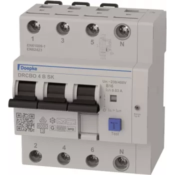 Combinação diferencial/ disjuntor Doepke DRCBO 4 B16/0.03/3N-B SK (9948104)