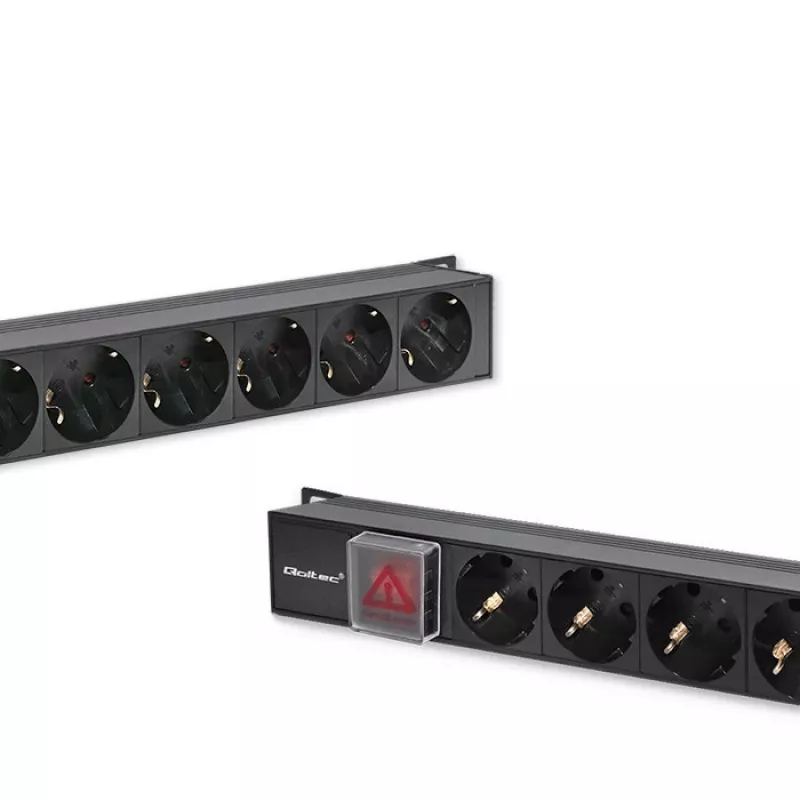 PDU de alumínio Qoltec para RACK | 16A | 16 x Schuko | vertical | 1,8 m