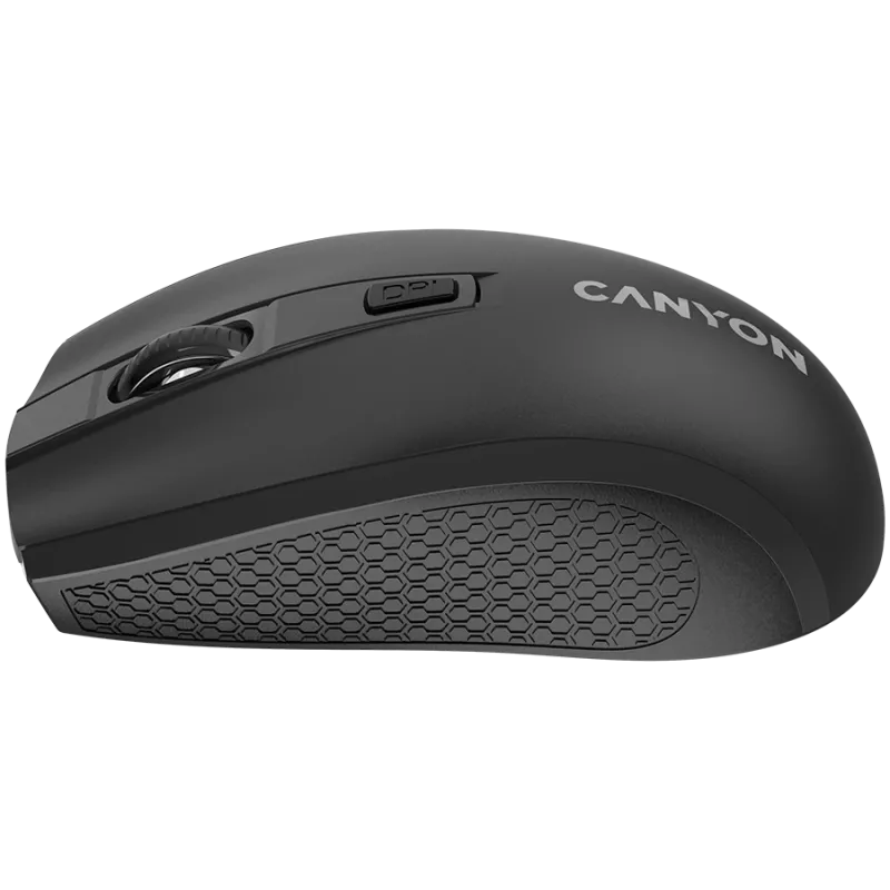 Rato sem fios CANYON MW-7, 2,4 GHz, 6 botões, DPI 800/1200/1600, com 1 pilha AA, tamanho 110*60*37 mm, 58 g, preto
