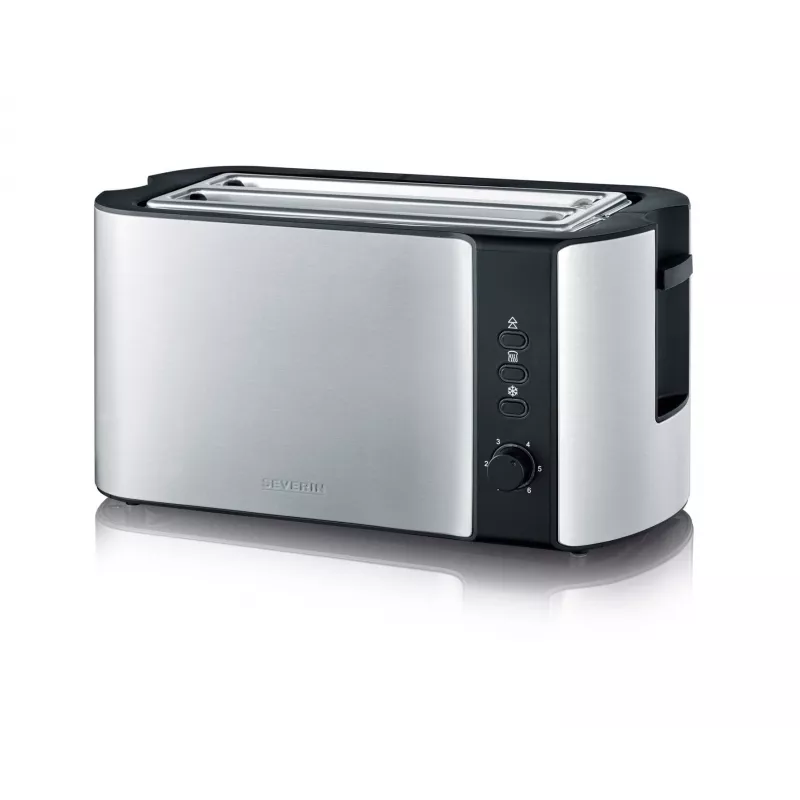 Torradeira automática de fenda longa AT 2590 (aço inoxidável/preto, 1.400 Watt, para 4 fatias de pão)