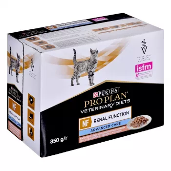 Alimento húmido para gatos Purina Nestlé NF Renal Function Feline Salmon 10 x 85 g dieta veterinária