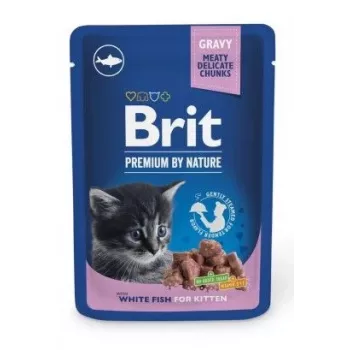 Comida húmida para gatos Brit Premium by Nature Kitten White Fish 100 g, saqueta, proteína 9,5 %, gordura 5 %, humidade 81 %