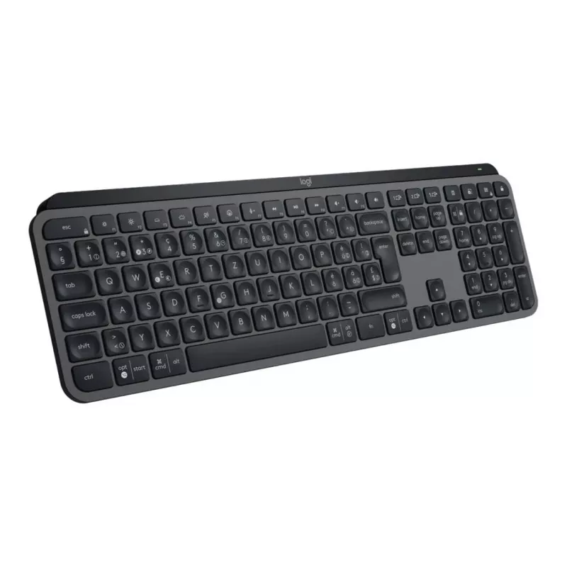 Logitech MX Keys S 920-011589 teclado sem fios de tamanho completo, Bluetooth LE / Logi Bolt, retroiluminado, recarregável por USB-C, QWERTY US International, com apoio de pulsos, grafite
