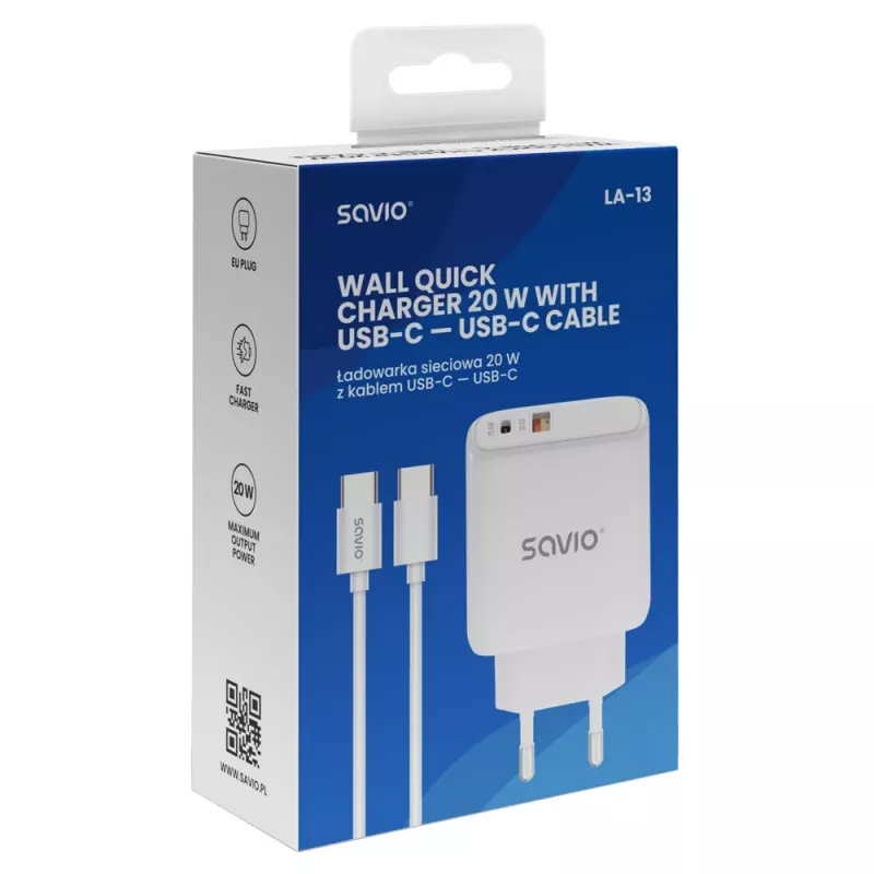 Carregador para dispositivos móveis Savio LA-13 Universal Branco AC Carregamento rápido Interior