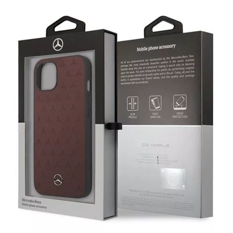 Mercedes MEHCP13SPSQRE iPhone 13 mini 5,4 vermelho/vermelho capa rígida couro padrão estrela