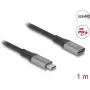 Delock - Cabo de extensão USB - 24 Pin USB-C (M) para 24 Pin USB-C (F) - USB 2.0 / USB 3.2 / USB4 / Thunderbolt 3 5 A - 1,0 m - preto, cinzento (81201)