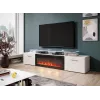 Móvel de TV Cama Meble ROVA com lareira elétrica 190x37x48 cm branco/branco brilhante