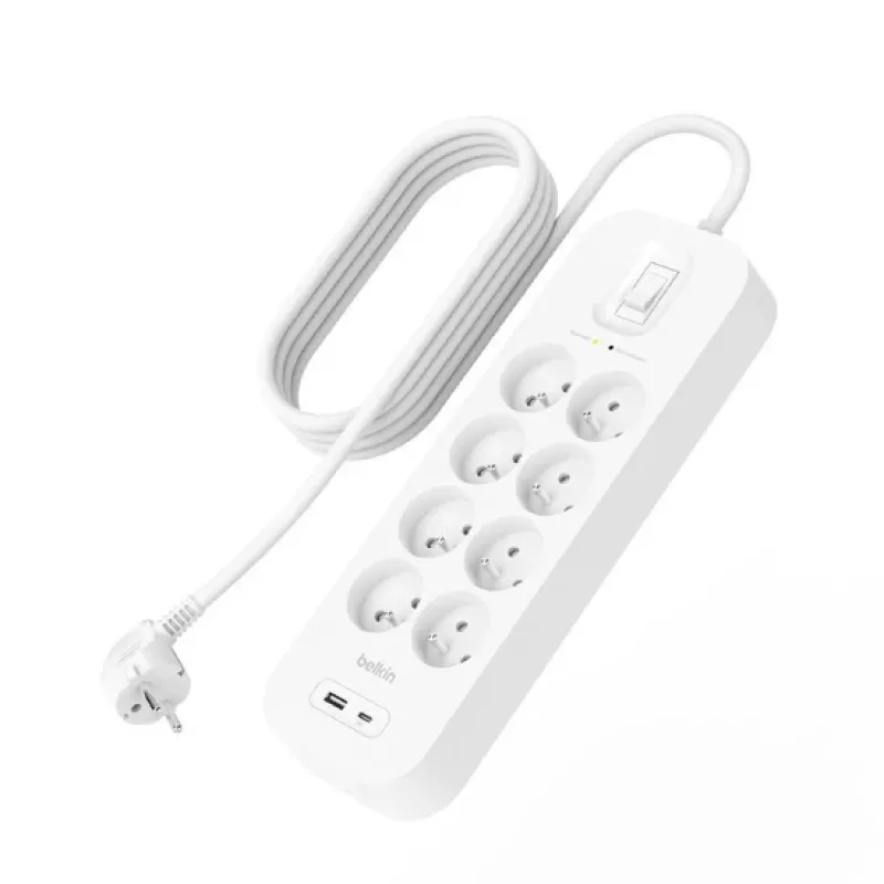 Proteção contra sobretensão Belkin SRB003CA2M 8 tomadas AC 900 J Branco 2 m