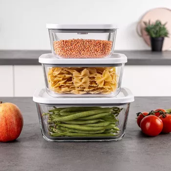 Conjunto de recipientes de vidro para máquina de vácuo Rommelsbacher VCG 1, 3 peças (350 ml, 670 ml, 1100 ml), transparente