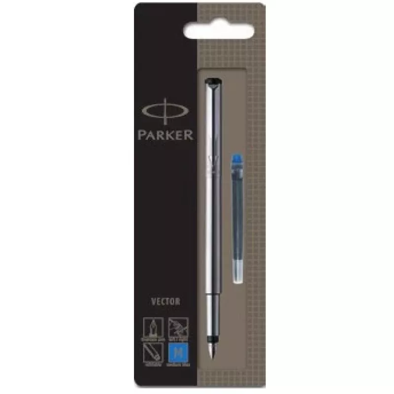 Caneta de tinta permanente Parker Vector aço inoxidável