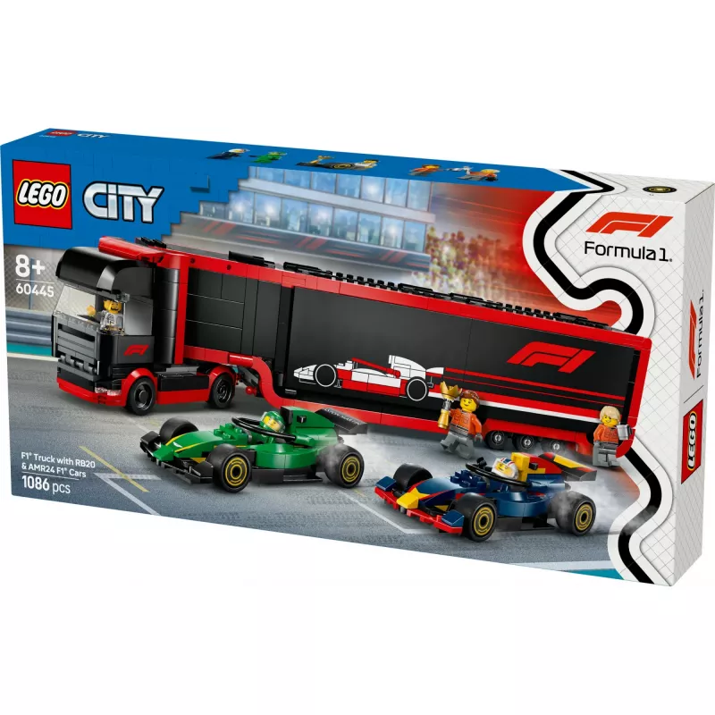 LEGO CITY 60445 F1 - Camião com carros RB20 e AMR24 F1