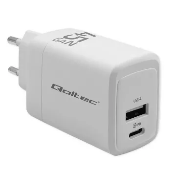 Carregador GaN 45W 5V 20V 1,5A 3A, 1x USB-C PD, 1x USB-A