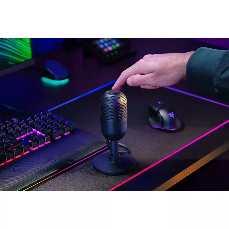 Microfone de mesa Razer Seiren V3 Mini, USB-C, supercardioide, 20–20000 Hz, 96 kHz, 24-bit, preto