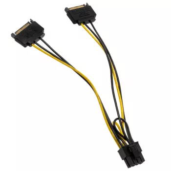 Adaptador 2x 15-Pin-SATA para 1x 6-Pin-PCIe - adaptador - digital/dados (AK-CBPW19-15)