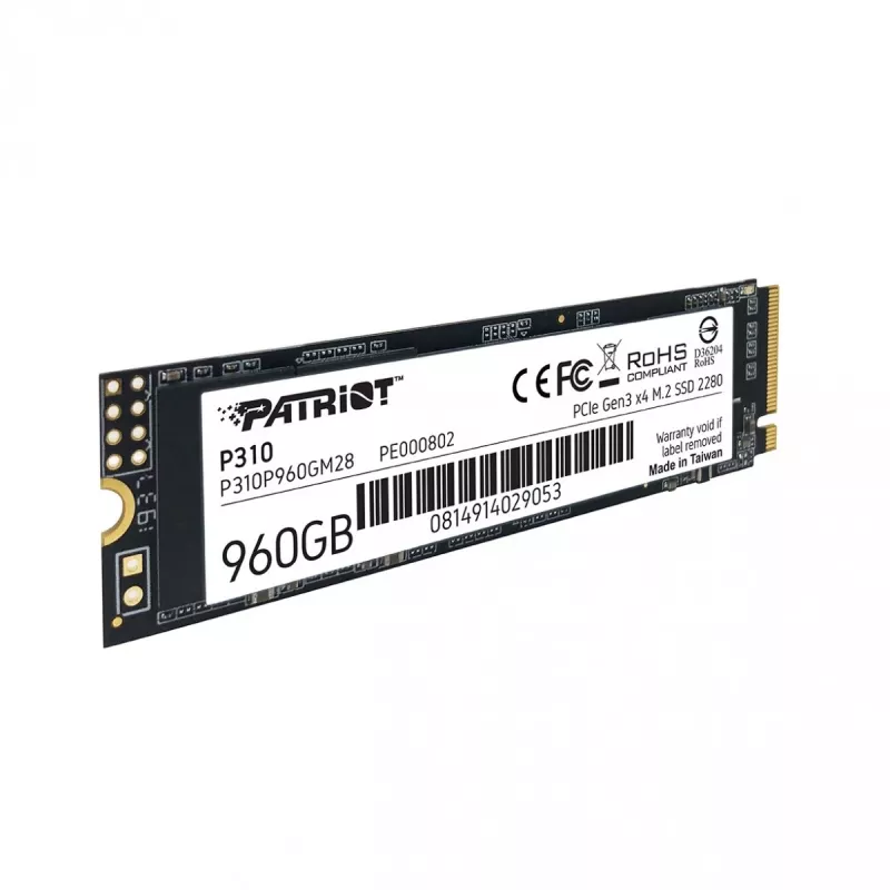 Patriot P310 960 GB M.2 2280 NVMe unidade SSD, PCIe 3.0 x4