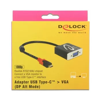 Adaptador de cabo de vídeo DeLOCK 62994 USB Type-C para VGA 0,2 m preto