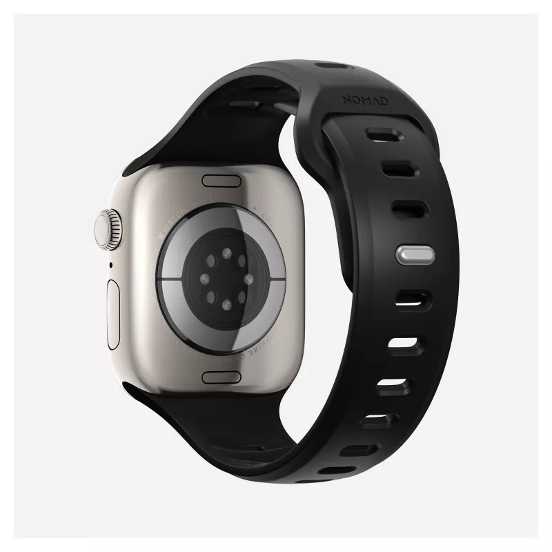 Pulseira Nomad Tempo Band preta de borracha — 20 mm de largura, compatível com pulsos de 155–193 mm