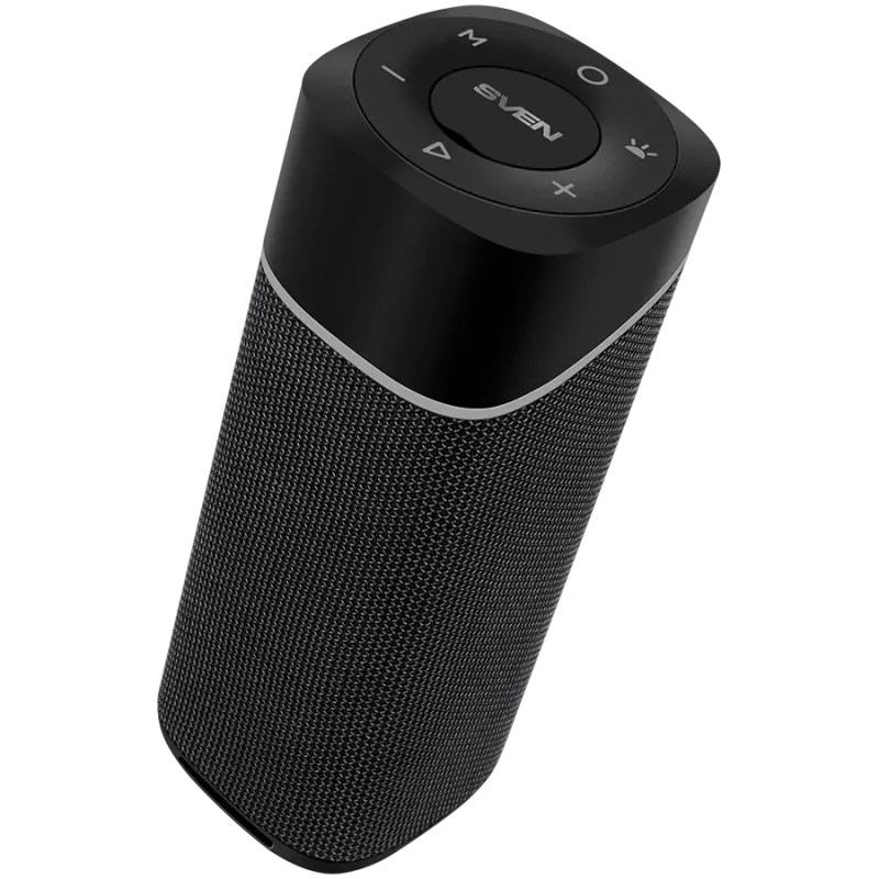 Coluna portátil 2.0 SVEN PS-155, preta, potência de saída 2x5 W (RMS), TWS, Bluetooth, FM, USB, bateria de lítio