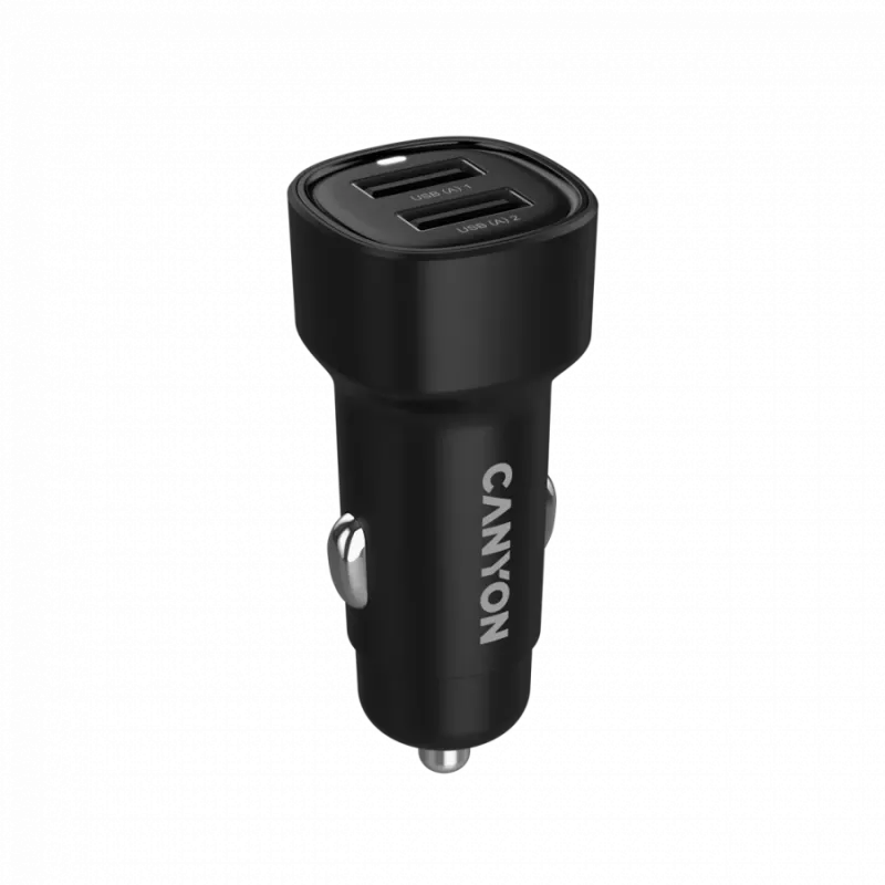 Carregador de automóvel CANYON OnDrive 24 24W 2xUSB-A preto