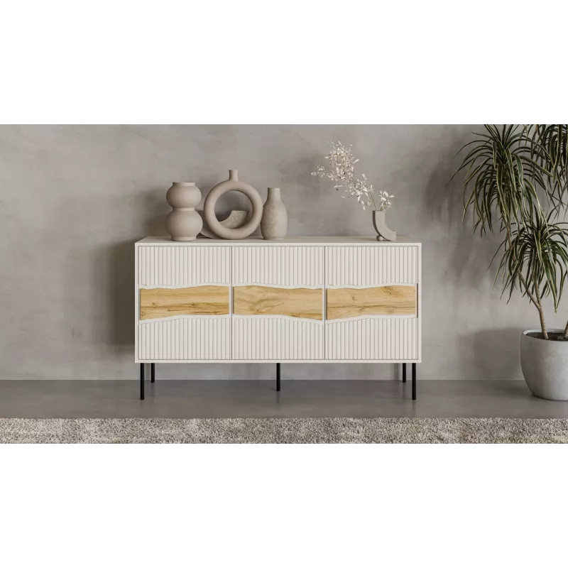 Cómoda Cama Meble INSERTO 3D 143,5×40×80 cm — acabamento caxemira com LED