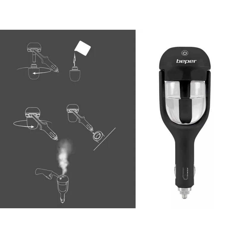 Difusor e humidificador para automóvel Beper P205DIF100 – difusor de aroma 12 V, 25 ml