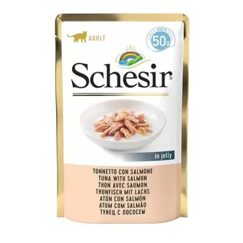 SCHESIR em Gelatina Atum com Salmão - Alimento húmido para gatos - 50 g