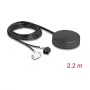 Antena omnidirecional de montagem em tejadilho DELOCK 4G GNSS — 1×FAKRA A + 1×FAKRA B, 2 dBi / 28 dB, 2,2 m RG-174, preta