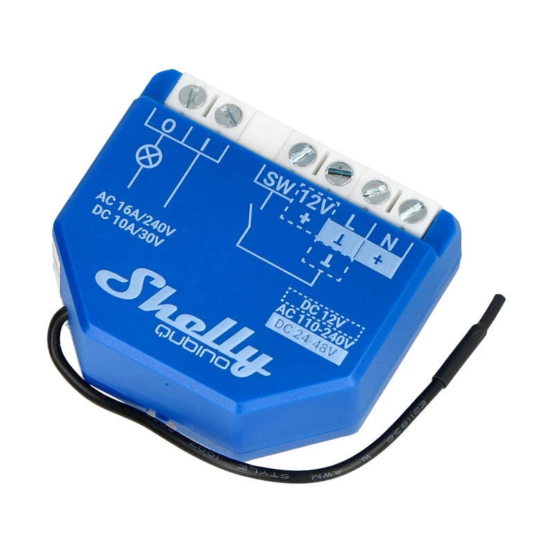 Relé inteligente Shelly Qubino Wave 1, 1 canal, de encastrar, Z-Wave, 16 A, 110–240 V AC / 24–48 V DC, plástico, azul