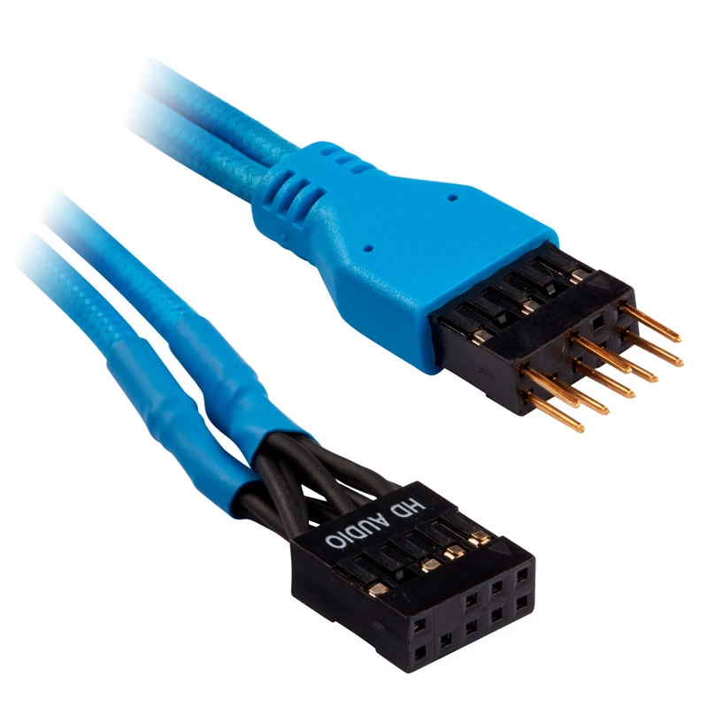 Kit de extensão de cabos do painel frontal Corsair Premium Sleeved, azul
