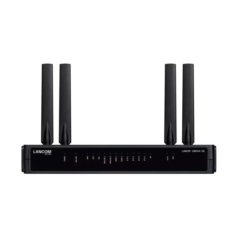 Router Lancom Systems LANCOM 1803VA-5G (EU) — 5G, Gigabit Ethernet, antena SMA externa, 1 ventoinha, segurança AES/3DES
