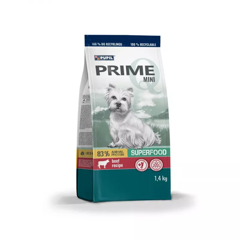 PUPIL Prime Mini rico em Vitela com Fígado – Alimento seco para cães – 1,4 kg