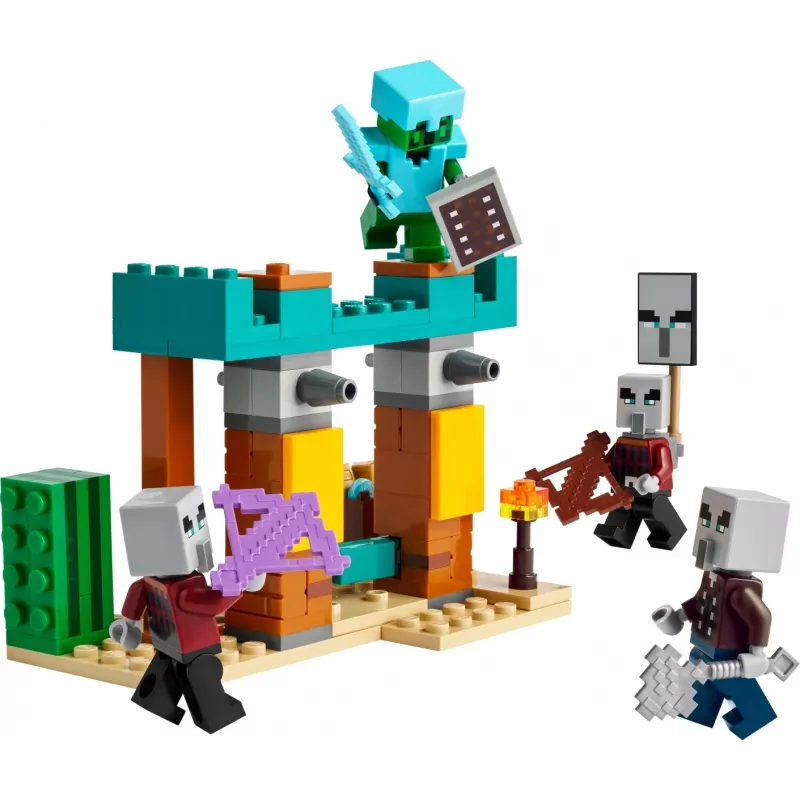 Conjunto de construção LEGO Patrulha do deserto dos Illager 21267 – conjunto de brincar Minecraft, 105 peças, 4 minifiguras, 80×60×110 mm
