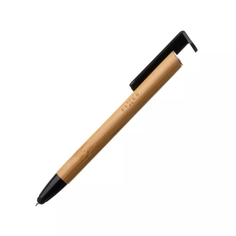Esferográfica com stylus e suporte FIXED FIXPEN-BA Bamboo — caneta 3 em 1, stylus para ecrã tátil e suporte de mesa integrado