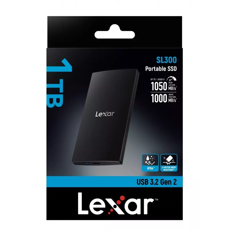 Unidade de estado sólido externa Lexar 1 TB USB Type-C 3.2 Gen 2 LSL300001T-RNBNG