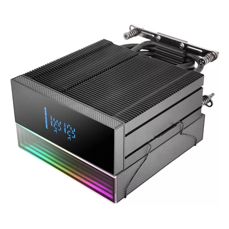 Arrefecedor de ar TACENS Mars Gaming MCPU-LCD, ventoinha de 120 mm, TDP 300 W, compatível com LGA1700/1200/115x/1366 e AM4/AM5, preto