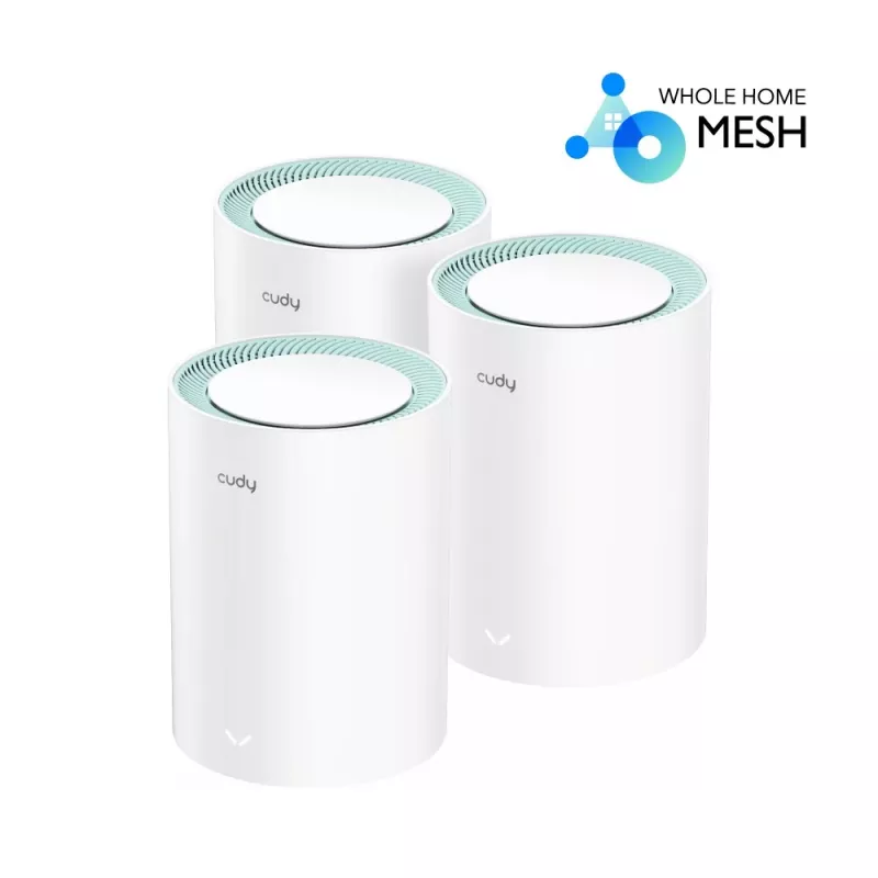 Cudy M1300 Pack de 3 Sistema Mesh Wi-Fi Dualband (2,4 GHz / 5 GHz) Wi-Fi 5 (802.11ac) Branco 1 Interno