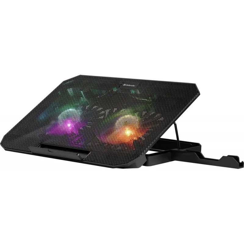 Base de arrefecimento para portátil DEFENDER NS-510 com 2 ventoinhas, 2 portas USB e iluminação RGB