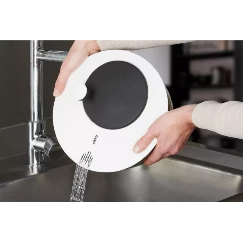 Centrifugadora de salada GEFU Rotare com manivela, capacidade 3 L, caixa de plástico, preto/branco, adequada para máquina de lavar louça