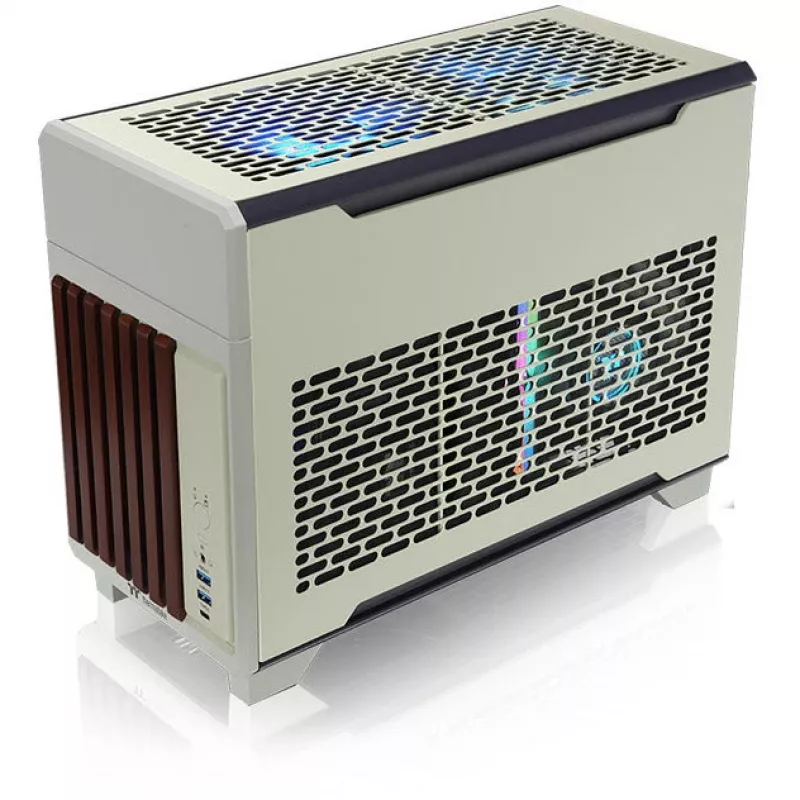 Caixa mini THERMALTAKE TR100 WS Matcha verde, design compacto, suporte para mini-ITX/microATX