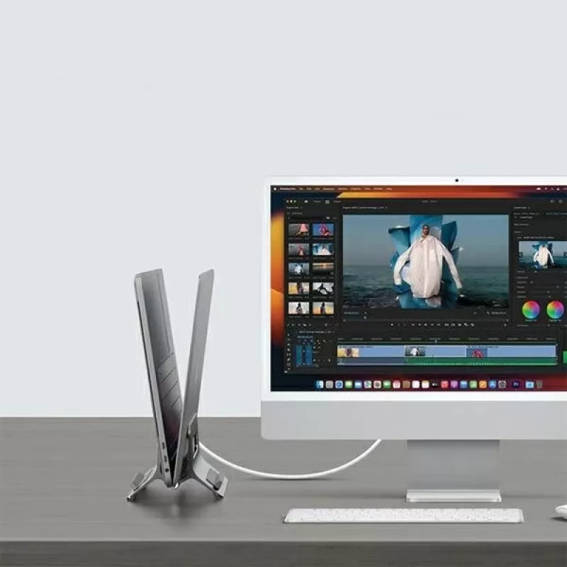 Suporte de gravidade para MacBook cinzento