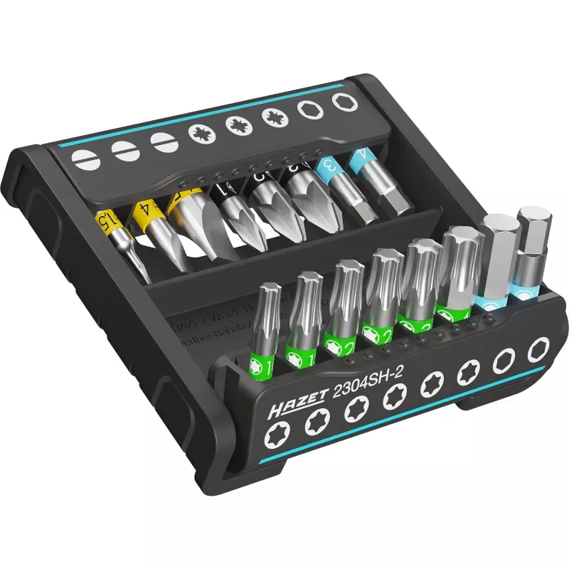 HAZET 2304SH-2 conjunto de bits 16 peças fenda Torx interior perfil Phillips