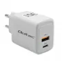 Carregador QOLTEC 51824 GaN 35W USB-C PD & USB QC 3.0, 5–20V, 1x USB-C, 1x USB-A