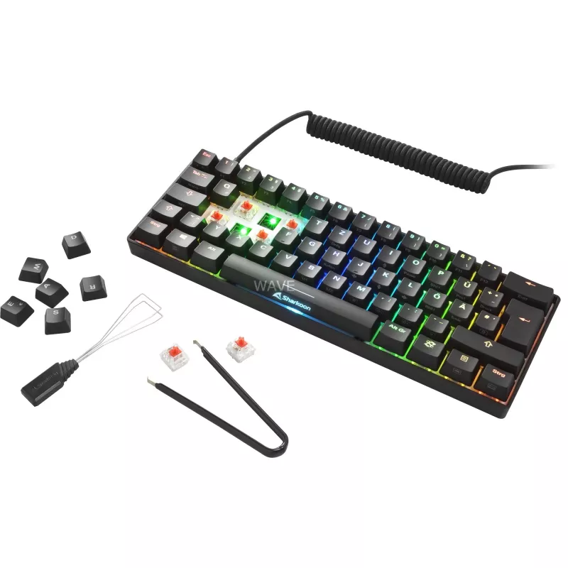 SKILLER SGK50 S4, teclado gaming preto, layout PT, Kailh Red