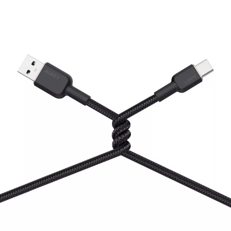 Cabo USB-A para USB-C Aukey CB-NAC1, 1 m, nylon entrançado, USB PD 60 W, USB 2.0