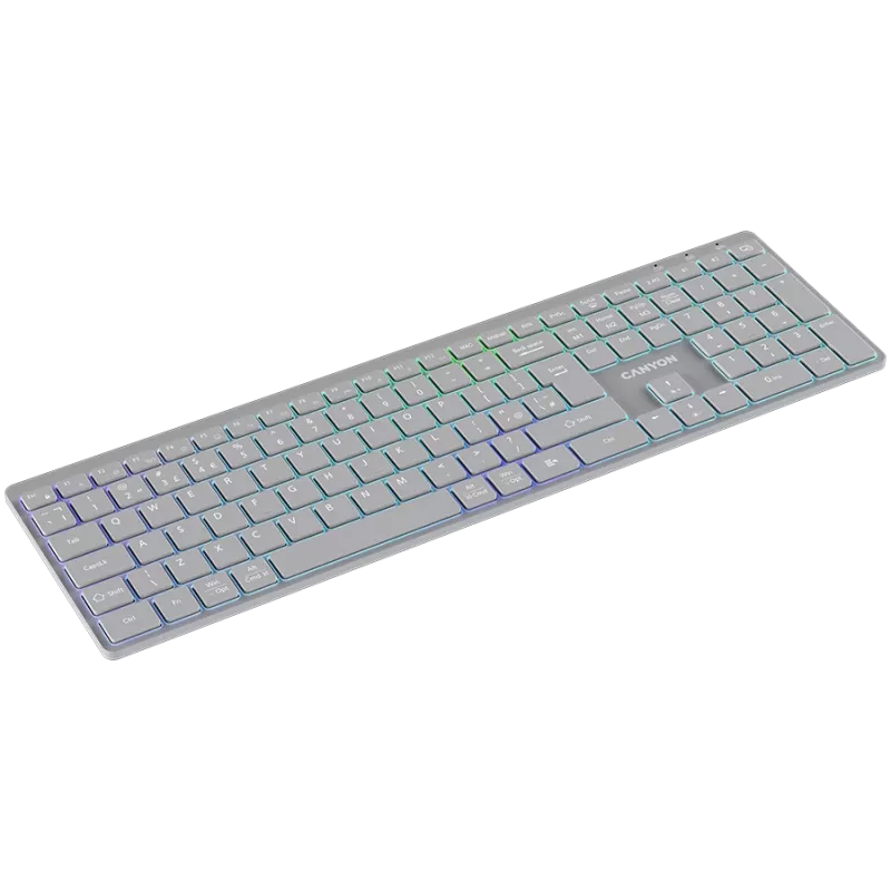 Teclado CANYON HKB-W11 UK/US RGB Dual Mode sem fios cinzento