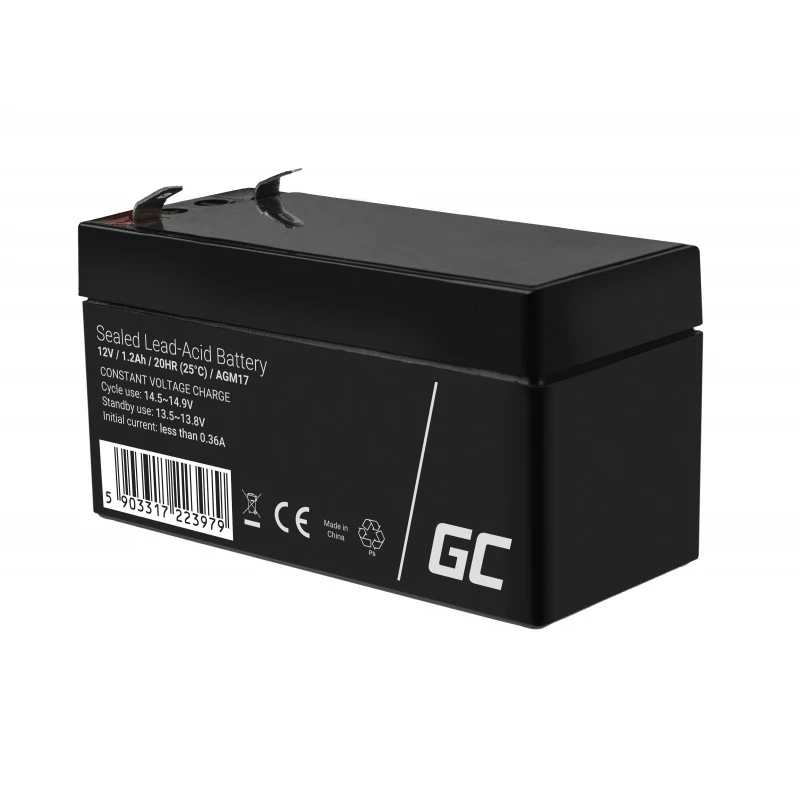Green Cell AGM17 bateria para UPS, AGM de chumbo-ácido selada (VRLA), 12 V 1,2 Ah, 0,5 kg, preta