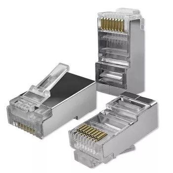 Ficha RJ45 modular QOLTEC 54554 CAT5e FTP, 100 unidades, prateado, plástico, 11×22×18 mm