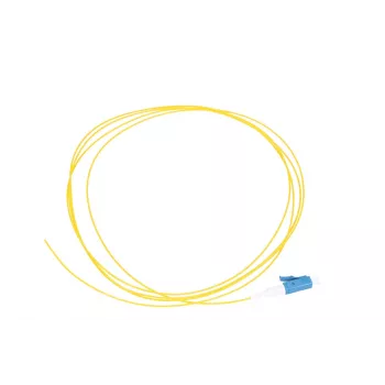 Pigtail LC/PC monomodo Extralink 1,5 m, 900 µm G.657.A1 FTTH, amarelo, Easy-strip