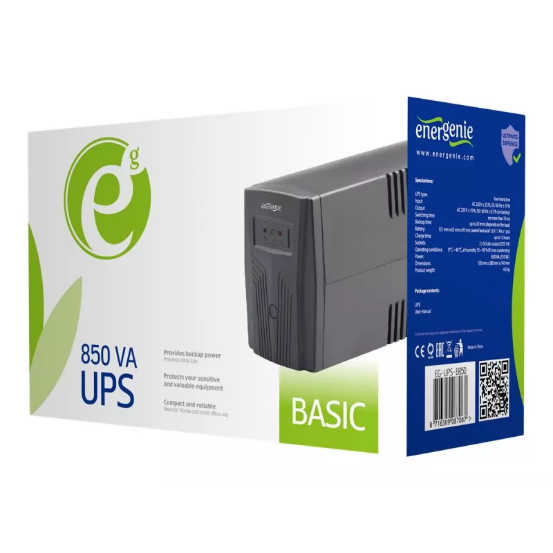 Fonte de alimentação ininterrupta (UPS) Gembird EG-UPS-B850 Line-Interactive 0,85 kVA 510 W