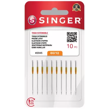 Agulhas de máquina de costura SINGER N204511M1003 — modelo 2045 SZ12 BLST, pack de 10, agulhas universais para máquina de costura doméstica